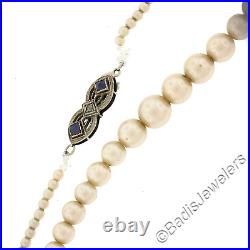 Antique Art Deco Graduated Pearl Strand Necklace with 14k Gold Filigree Clasp