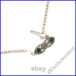 Antique Art Deco Graduated Pearl Strand Necklace with 14k Gold Filigree Clasp