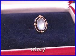 Antique Art Deco KOHN & CO 10K Gold Moonstone Cabochon Necklace Slide Pendant