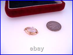 Antique Art Deco KOHN & CO 10K Gold Moonstone Cabochon Necklace Slide Pendant