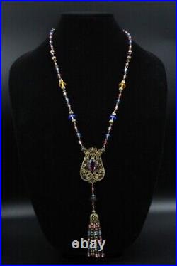 Antique Art Deco Multi-Color Czech Glass Necklace