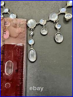 Antique Art Deco Necklace 1930's moonstone 9 karat 375 Yellow Gold (not singed)