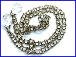 Antique Art Deco Negligee Briolette Cut Bezel Set Paste Gilt Metal Necklace