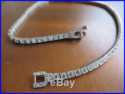 Antique Art Deco OTIS Sterling Bezel Clear White Crystal Necklace Choker 14.25