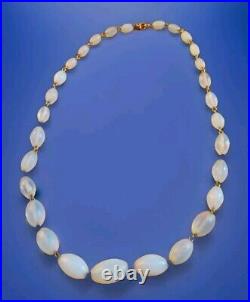 Antique Art Deco Opaline Opalescent Graduated Czech Glass Bead Necklace 19 VGVC