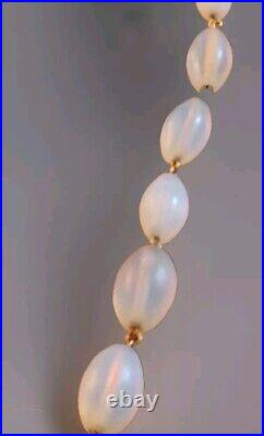 Antique Art Deco Opaline Opalescent Graduated Czech Glass Bead Necklace 19 VGVC