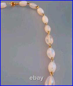 Antique Art Deco Opaline Opalescent Graduated Czech Glass Bead Necklace 19 VGVC