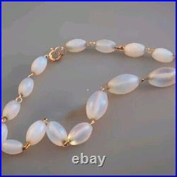 Antique Art Deco Opaline Opalescent Graduated Czech Glass Bead Necklace 19 VGVC