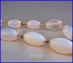 Antique Art Deco Opaline Opalescent Graduated Czech Glass Bead Necklace 19 VGVC