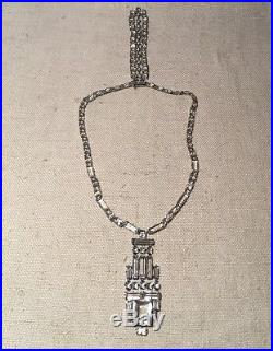 Antique Art Deco Paste Rhinestone Metal Unusual Chandelier Germany Necklace