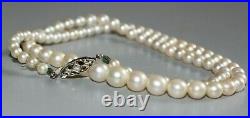 Antique Art Deco Pearl Necklace With 9ct White Gold Natural Diamond Clasp