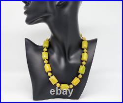 Antique Art Deco Plastic Green Bakelite Bead Chocker Necklace 16''L