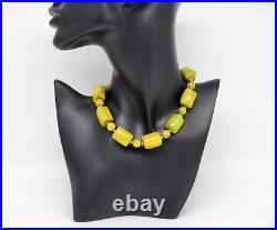 Antique Art Deco Plastic Green Bakelite Bead Chocker Necklace 16''L