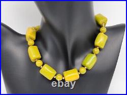 Antique Art Deco Plastic Green Bakelite Bead Chocker Necklace 16''L