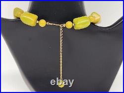 Antique Art Deco Plastic Green Bakelite Bead Chocker Necklace 16''L