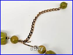 Antique Art Deco Plastic Green Bakelite Bead Chocker Necklace 16''L