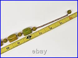 Antique Art Deco Plastic Green Bakelite Bead Chocker Necklace 16''L