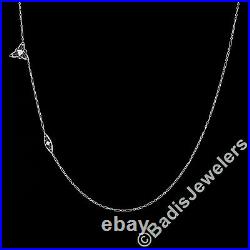 Antique Art Deco Platinum 0.08ctw European Cut Diamond Charm 18 Chain Necklace