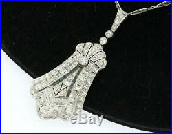 Antique Art Deco Platinum elegant 5.06CTW VS diamond cluster pendant necklace
