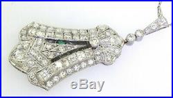 Antique Art Deco Platinum elegant 5.06CTW VS diamond cluster pendant necklace