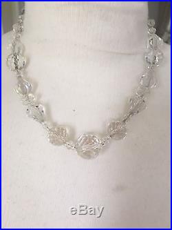 Antique Art Deco Pool Of Light Faceted Rock Crystal Hand Cut Necklace