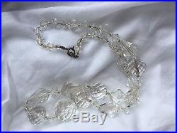 Antique Art Deco Pool Of Light Faceted Rock Crystal Hand Cut Necklace