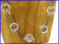 Antique Art Deco Pools of Light Necklace Crystal Orbs set with Sterling Silver