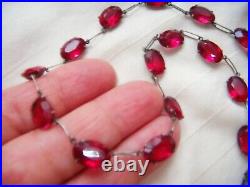 Antique Art Deco Rare Ruby Red Paste Open Back Riviere Vintage Necklace