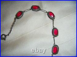 Antique Art Deco Rare Ruby Red Paste Open Back Riviere Vintage Necklace