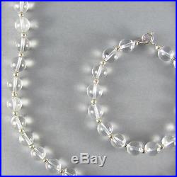 Antique Art Deco Rock crystal Pools of Light Quartz beaded SET Necklace Bracelet