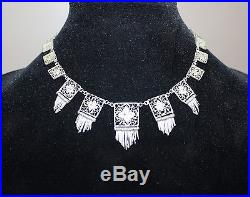 Antique Art Deco Silver Filigree Fringe Cannetille Outstanding Necklace