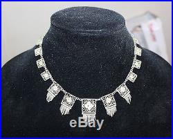 Antique Art Deco Silver Filigree Fringe Cannetille Outstanding Necklace