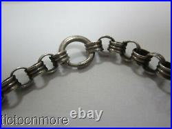 Antique Art Deco Silvered Interlocking Bands Link Book Chain Choker Necklace