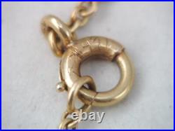 Antique Art Deco Solid 14k Gold Blue Guilloche Enamel Heart Pendant Necklace