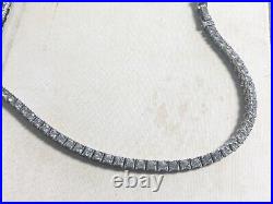 Antique Art Deco Sterling Clear Rhinestone Tennis Line Necklace