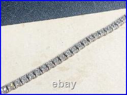 Antique Art Deco Sterling Clear Rhinestone Tennis Line Necklace