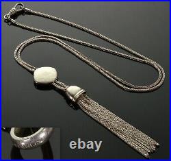 Antique Art Deco Sterling Fox Tail Chain Necklace Tassel Slide C. 1920