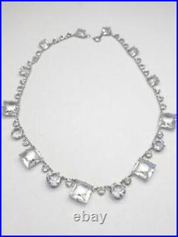 Antique Art Deco Sterling Openback Crystal Necklace