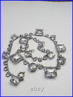Antique Art Deco Sterling Openback Crystal Necklace