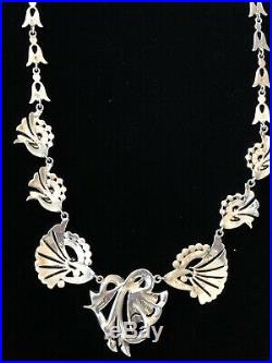 Antique Art Deco Sterling Silver Articulated Marcasite Necklace 1900s London
