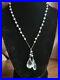 Antique Art Deco Sterling Silver Faceted Lariat Crystal Necklace Paperclip Chain