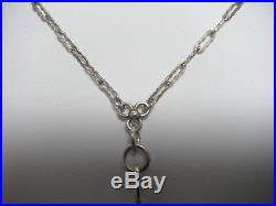 Antique Art Deco Sterling Silver Frosted Glass Crystal Pendant Necklace with chain
