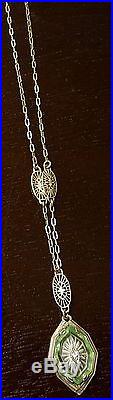 Antique Art Deco Sterling Silver Glass Filligree Necklace, Bracelet and Ring set