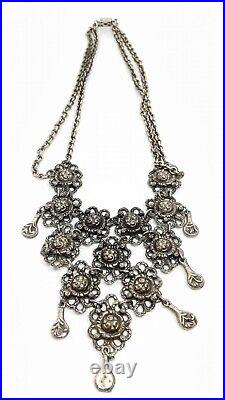 Antique Art Deco Sterling Silver Heavy Festoon Necklace 66g