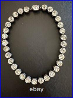 Antique Art Deco Sterling Silver Large Rhinestone Reviera Necklace Choker 13