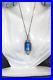 Antique Art Deco Sterling Silver Paperclip Bezel Cobalt Crystal Pendant Necklace