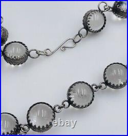 Antique Art Deco Sterling Silver Rock Crystal Pools Of Light Necklace