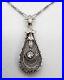 Antique Art Deco Style Bridal Necklace 10K White Gold 2.2 Ct Simulated Diamond