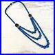 Antique Art Deco Swag Necklace Graduated Blue Beads 3 Strands Silver Filigree