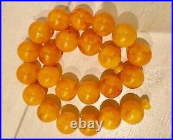 Antique Art Deco Tangerine Bakelite Plastic Big Bead Necklace